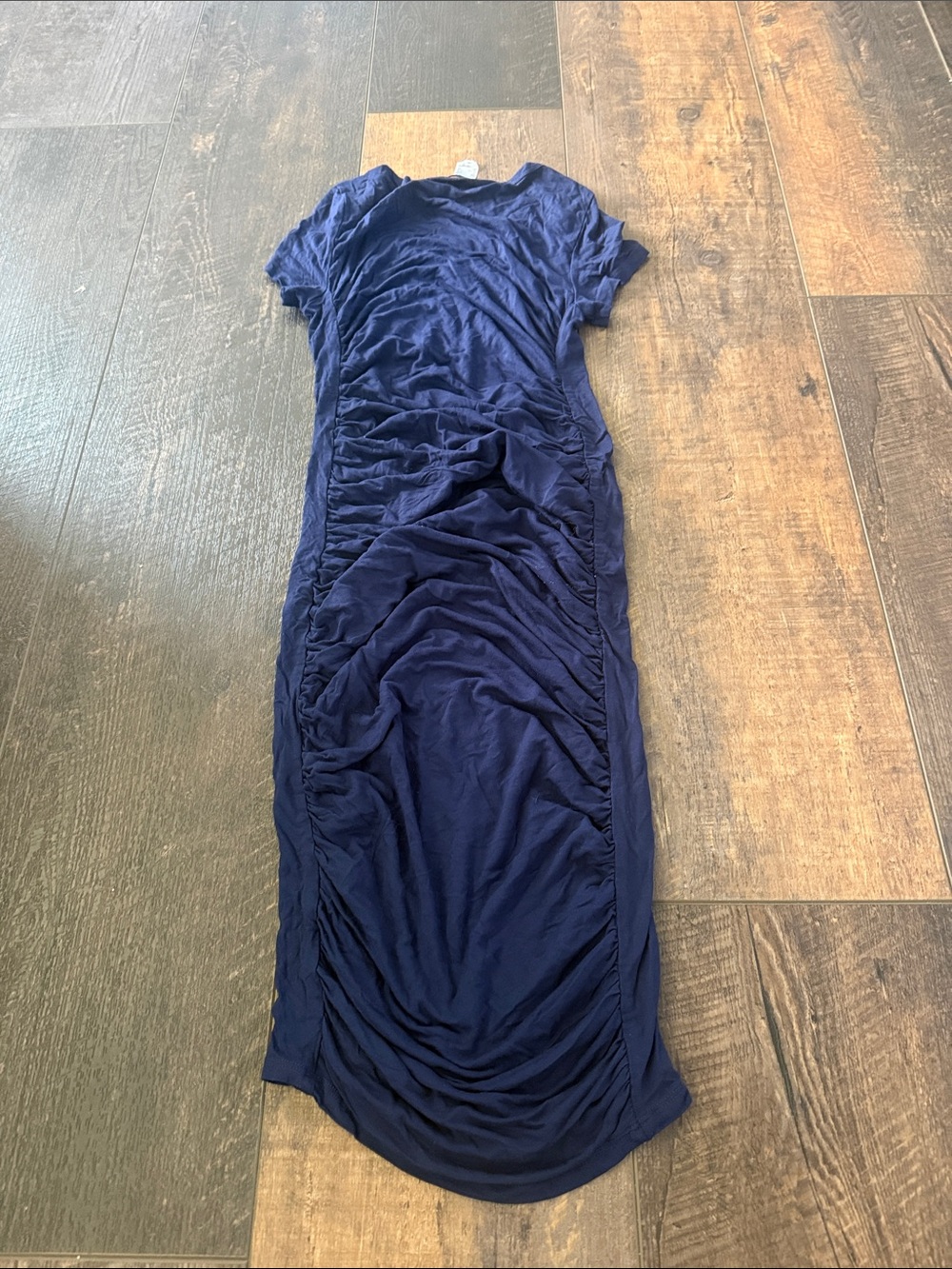 VENUS Navy Ruched Midi Dress - Picture 2 of 3